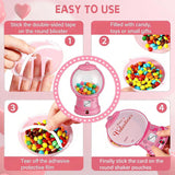 Valentine'S Candy Cards Gifts Set With Plastic Domes,36Pcs Diy Craft Treat Holder Bulk Class Valentines Candy Exchange Gifts For Couples Families Party Gift, Bubble Gum Machine(Candy Not Included)