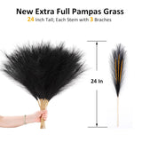Black Faux Pampas Grass Extra Full, 24'' Tall 30 Stems With 90 Branches Artificial Pampas Grass Boho Decor, Artificial Flower Arrangements For Wedding Centerpieces, Vase Filler