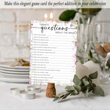 Wildflowers Wedding Shower Games, 20 Questions About The Bride, 25 Elegant Bridal Shower Activity For Bachelorette Engagement Party Supplies Favors - B04