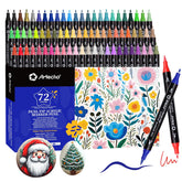Acrylic Paint Markers 72 Colors, Acrylic Paint Pens With Brush Tip And Fine Tip For Stone, Rock Painting, Paper, Pumpkin, Wood, Egg, Canvas, Ceramic, Fabric, Leather, Glass, Diy Crafts