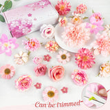 58 Pcs Fake Flowers Heads, Pink Artificial Flowers Bulk Fabric Flowers For Craft, Small Faux Flower Heads Mix For Diy Wedding Bouquets Garland Album Cake Hair And Home Decorations