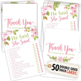 He Said She Said Bridal Shower Game - 50 Pcs Him Or Her Wedding Shower Game For 50 Guests, Engagement Party Games For Floral Bridal Showers Decorations