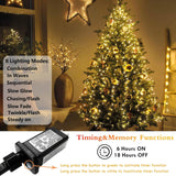 Christmas Tree Lights Indoor Outdoor, 280 Led Christmas String Lights 6.6Ft X 8 Lines With 8 Modes & Timer, Waterproof T