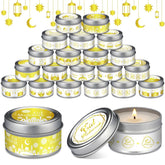 20 Pcs Eid Mubarak Candles Muslim,Islam Meditation,1 Ounce Ramadan Scented Wax Candles,Allah Assorted Scent Gift For Family Wedding Holiday Celebration Party Supplies (White Gold)