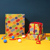 Kraft Building Blocks Wrapping Paper For Boys Girls - 17 Inch X 33 Ft - Colorful Building Bricks Design Gift Wrap Paper For Kids Birthday Holiday Party Toy Lovers