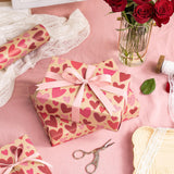 Kraft Valentine’S Day Wrapping Paper Roll, Mini Roll, Red And Pink Heart Design, Romantic Gift Wrap Paper For Valentine'S Day, Wedding, Anniversary, Birthday, 17 Inches X 16.4 Feet