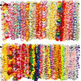 100 Counts Hawaiian Leis Flower For Luau Theme Party Decorations - Bulk Set Of Silk Flower Necklace Leis Tropical Theme Party Favors Birthday Decorations Assortment
