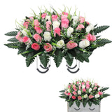 Cemetery Flowers For Grave,Headstone Flower Saddle,Flowers For Cemetery Grave Decoration Headstone Flower Saddle For Headstone Decoratio (Pink White)