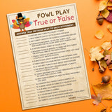 15 Turkey True Or False Game Cards- Fun & Easy For Family Thanksgiving. Friendsgiving, Church Party, Adults Or Kids, Supplies, Activity, Decorations