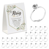 Put A Ring On It Game(50 Rings With One Sign), Don'T Say Wedding Or Bride Game,Fun Bridal Shower Game, Bridal Shower Decorations Geometric Frame Cream Roses-Jzds03