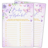 Butterfly Kisses Baby Shower Games, 30 Baby Alphabet Game Cards, Gender Reveal Party Supplies Favors (5"X7") - B09