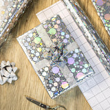 Silver Dots Wrapping Paper, 17 Inches X 32.8 Feet Colorful Holographic Iridescent Birthday Wrapping Paper Roll For Wedding Bridal Shower Holiday Valentine'S Day, Mother'S Day