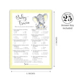 Gender Neutral Baby Shower Games — Baby Trivia Game — Pack Of 25 — Yellow Elephant Little Peanut Theme, Fun Facts Couples Shower Activity, Gender Reveal Party G521-Trv