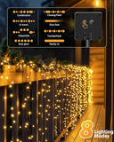 2 Pack 92FT Solar String Lights 240 LED Warm White Waterproof Patio Garden Lights