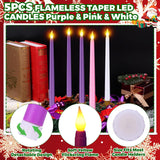 11Inch Christmas Advent Wreath 5 Flameless Taper Candles Set, Advent Wreath With Ribbon Pine Cones Poinsettias Purple Pink White Flameless Advent Candles For Christmas Centerpiece Table Xmas Decor