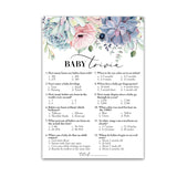 Succulents Baby Shower Game — Baby Trivia Game — 25 Guests — Fun Baby Facts Games Floral Green Succulent Trivia Baby Shower Activity Greenery Rustic Gender Neutral Couples Shower G301-Trv