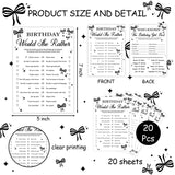 Who Knows The Birthday Girl Best - Birthday Party Games, Black Bow Themed Sleepover Slumber Party Supplies, Funny Game Cards For Girls Her Sleepover Parties