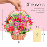 3D Pop Up Flower Bouquet Card - Unique Floral Greeting Card For Birthday, Mother’S Day, Valentines Day, Appreciation, Get Well Soon-3D Paper Flower Bouquet For All Occasions With Note Card & Envelope
