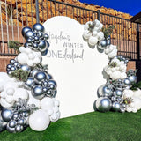 White And Silver Balloons Garland Arch Kit,154Pcs 18/12/10/5Inch White Metallic Silver And Silver Confetti Latex Balloons For Winter Wonderland Wedding Baby Shower Christmas Prom Party Decorations