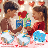 Valentine’S Day Hockey Exchange Gifts - 24 Set Sport Theme Hockey Greeting Cards With Pencil And Eraser For Kids Mini Notebooks Giveaways For Classmates School Classroom Birthday Party Favors