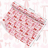 Valentine'S Day Wrapping Paper -Mini Roll- 17 In X 32.8 Ft Pink Red Bow Gift Wrap Paper For Birthday Wedding Bride Shower Party Wrapping Supplies