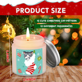 12 Pack Christmas Candles Set Christmas Scented Jar Candles Gifts Aromatherapy Soy Wax For Home Winter Holiday Stocking Stuffers Women Men Adults(Cat Style)