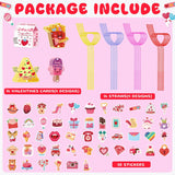 Valentines Stickers With Crazy Straws - Valentines Day Cards For Kids School | Valentines Crafts Party Favors Decorations For Boys Girls Toddlers