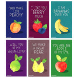 Mini Fruit Valentines (Wallet-Sized Cards With Mini Envelopes) For Valentine'S Day (Set Of 24)