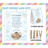 Noah'S Ark Don'T Say Baby Game For Baby Shower, Pack Of One 5X7 Sign And 50 Mini Natural Clothespins, Boho Animals Baby Shower Decoration, Gender Neutral Party Supplies - Sc32
