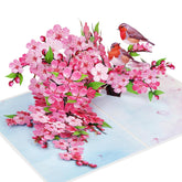 Cherry Blossom 3D Pop-Up Card – 6" X 8" Nature-Inspired Greeting With Robins And Pink Flowers – With Notecard – Ideal For Mother’S Day Thinking Of You Birthday And Love Occasions