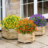 Artificial Flowers Outdoor Fake Flowers For Decoration Uv Resistant No Fade Faux Plastic Plants Garden Porch Window Box Décor (6 Bundles, 2#Yellow)