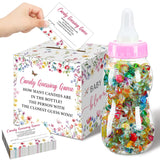 52 Pcs Baby Shower Games Gift Sets Large Baby Bottle For Shower Game Guess How Many Candies Decorations For Gender Reveal(Baby In Bloom)