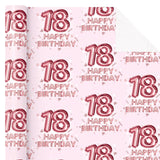 Girl 18Th Birthday Wrapping Paper - Mini Roll - 17 Inch X 16.5 Feet - Happy Birthday Wrapping Paper Perfect For Girls, Party, Holiday