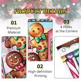 Christmas Gingerbread Man Door Cover Decorations, Pink Xmas Wreath Peppermint Candy Front Door Banner Background, Snowflake Winter Holiday Indoor Outdoor Home Decor 3 X 6 Ft