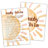 Baby Shower Games For Boy, Boho Sun Baby Trivia Baby Shower Game, Sunshine Here Comes The Son Gender Reveal Games, Set Of 25 Cards(Bohosun002)
