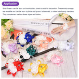 Wrist Corsage Artificial Flower Bracelets Pack Of 4 Rose Wrist Bride Groom Decorative For Wedding Ceremony Prom Party Anniversary Sky Blue