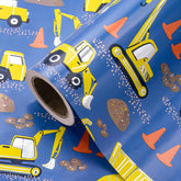 Construction Wrapping Paper Roll - Mini Roll - 17 Inch X 16.5 Feet - Silver Foil Digger Tractor Truck Design Perfect For Kids Boys Birthday, Baby Shower