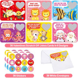 Valentines Day Cards Funny Scratch-Off Jokes For Kids Valentine Classroom Gift Exchange 36 Pack
