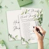 Greenery Bridal Shower Games Cards, He Said She Said Game Cards Reception For Wedding Showers Engagement Party Bachelorette Party, Bridal Party Games For Decorations Favors Supplies, Set Of 25-05
