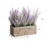 Purple Artificial Lavender Flowers With Decorative Tray Wooden Box 9 Inches - Lifelike Faux Lavender Plants For Home And Office Decor, Fake Lavender Rustic Farmhouse Style
