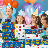 Reversible Happy Birthday Wrapping Paper Roll For Kids Boys Girls Birthday Greeting,Polka Dots Design Gift Wrapping Paper For Women Men Baby Shower Holiday 17.7Inch×394Inch Single Rolls