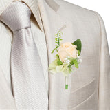 Set Of 6 Champagne Rose Boutonniere For Men Wedding, Groom And Best Man Boutonnieres With Artificial Flower For Wedding Prom Party Suit Decor (Champagne)