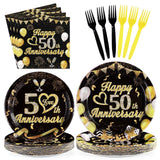96Pcs 50th Anniversary Matrimony Party Decorations, Serves 24