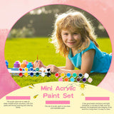 48 Pcak Mini Acrylic Paint Set Includes 24 Pcs Paint Brushes And 12 Colors Acrylic Paints Strip For Kids Classroom Painting Supplies Art Craft Coloring