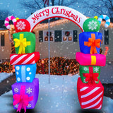 8 Ft Christmas Inflatable Gift Boxes Arch Archway With Candy Merry Christmas Decoration Blow Up Led Lighted For Xmas Law