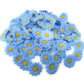 100Pcs 4Cm/1.57Inch Fabric Daisy Flower Heads Artificial Fake Flowers Heads For Wedding Party Decorations (Blue)