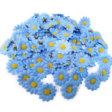 100Pcs 4Cm/1.57Inch Fabric Daisy Flower Heads Artificial Fake Flowers Heads For Wedding Party Decorations (Blue)
