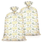 2Pcs Extra Large Baby Shower Plastic Gift Bag 70"X 40"Jumbo Present Bag Eucalyptus Leaves Birthday Large Gift Wrapping Bags Oversized Oh Baby Sage Green Gender Reveal Birthday Party Favors