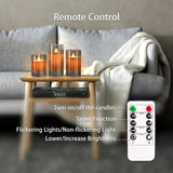 Gray Glass Flameless Candles, Realistic Flickering Led Candles With Remote Control And Timer, Battery Operated Pillar Candle For Party Wedding Christmas Decor, Set Of 3