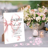 Pacifier Hunt Baby Shower Game, Pink Bow Wood Sign With Stand And 50 Mini Pacifiers, Baby Shower Game, Gender Reveal Games, Gender Reveal Neutral Decorations, Centerpiece Party Decorations,1